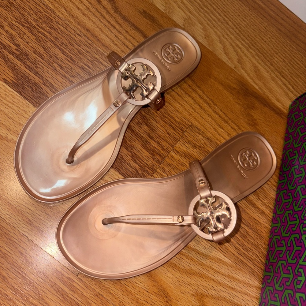 Tory Burch Mini Miller Jelly Sandals Rose Gold